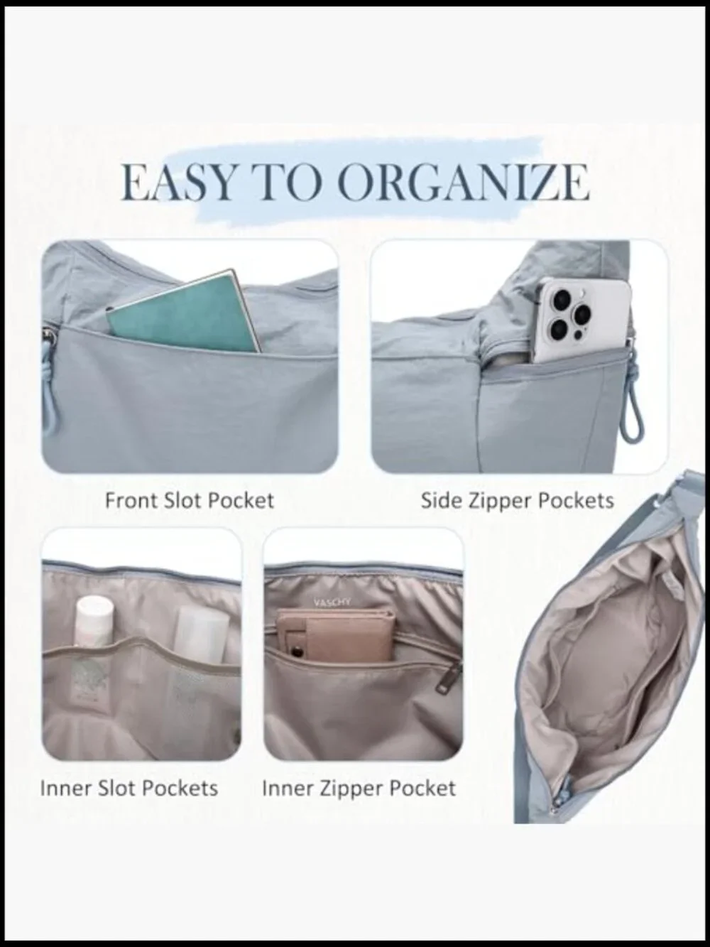 Lightweight Nylon Crescent Crossbody Bag Hobo Shoulder Purse Travel Work Gym